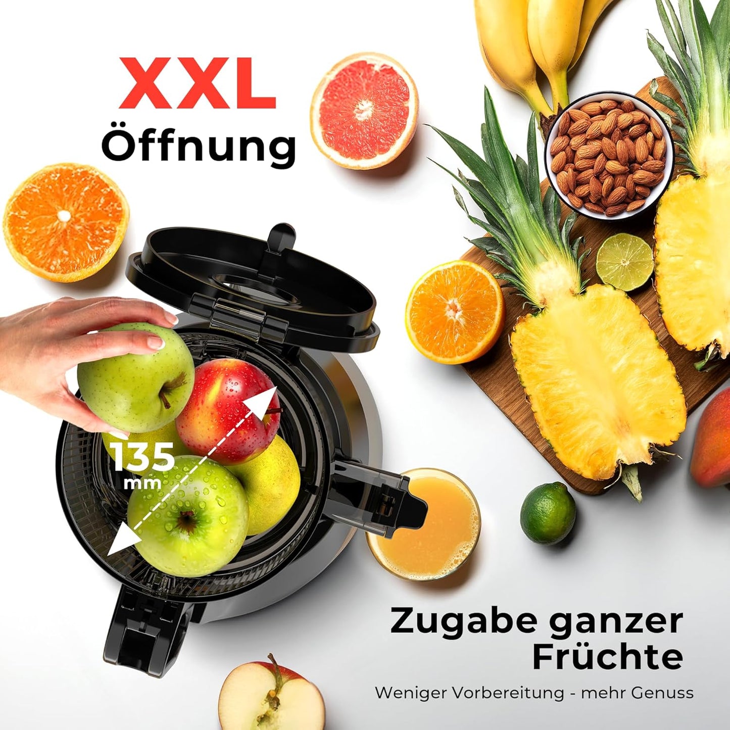 Slow Juicer Entsafter mit grosser Öffnung (300 Watt), ES-01P