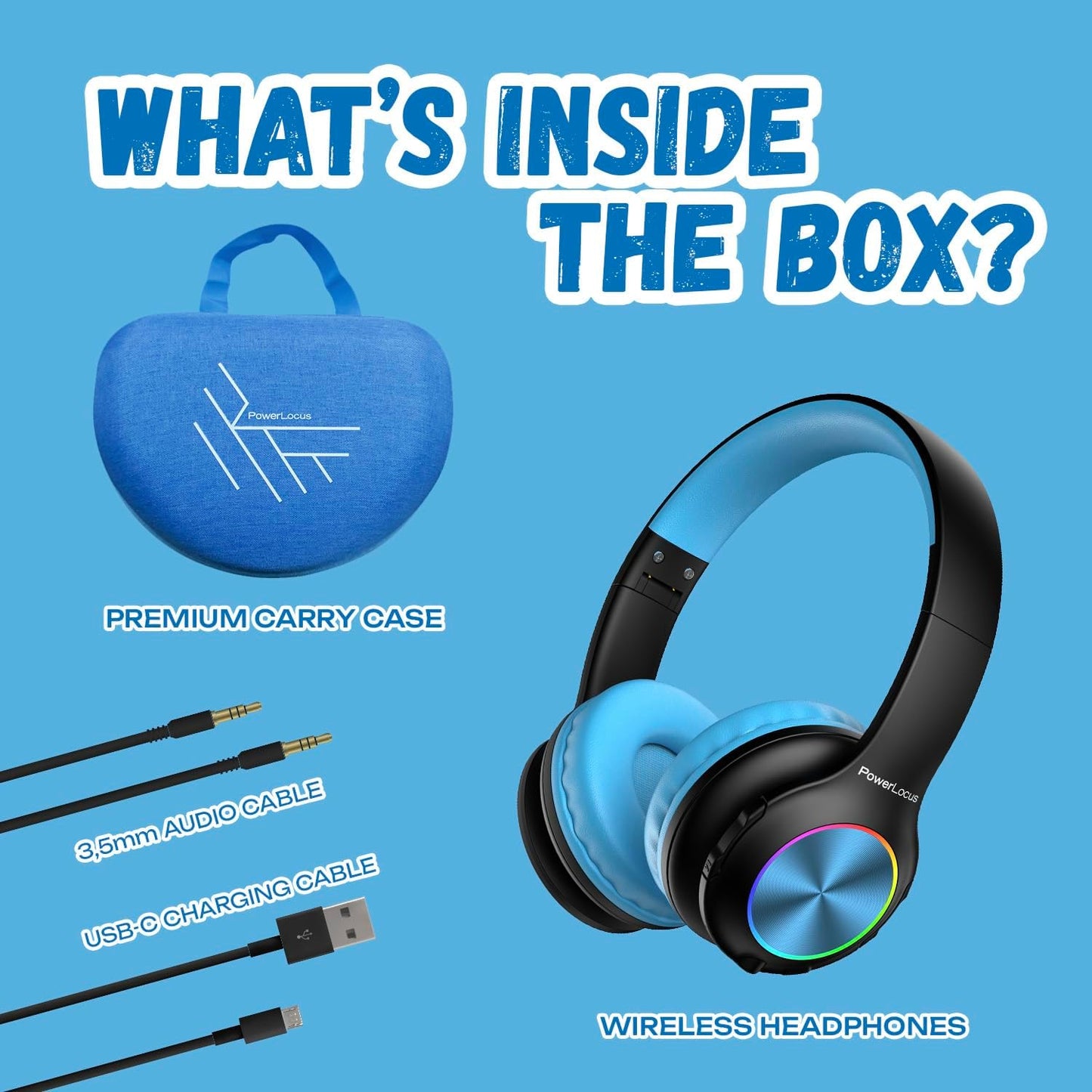 Kinderkopfhörer mit Bluetooth und Lautstärkebegrenzung, Schwarz/Blau