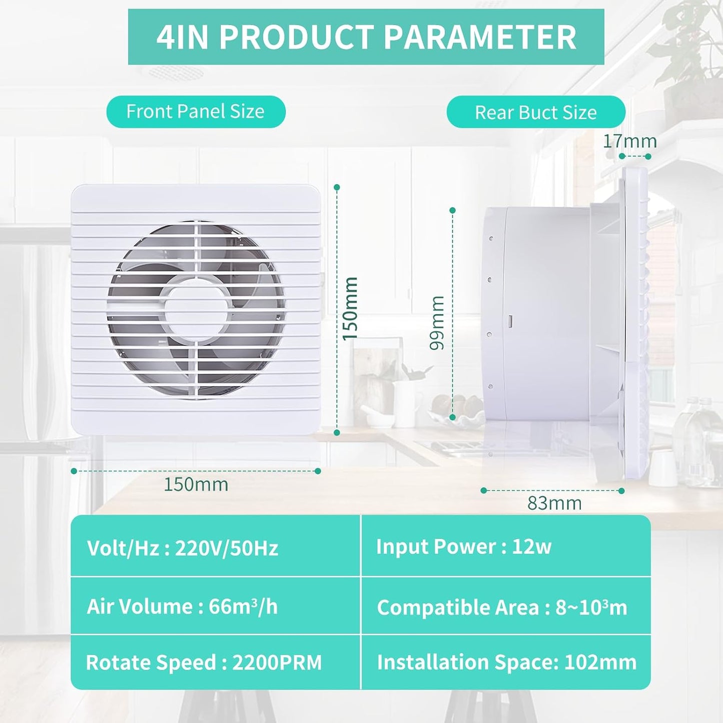Badlüfter Typ 100A-T mit Timerfunktion, Typ-100A-Timer Weiß