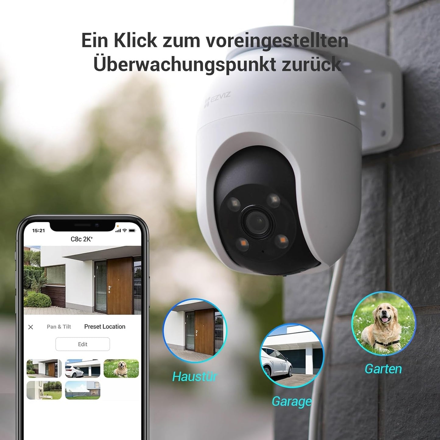 C8C 2K+ Überwachungskamera Outdoor mit Nachtsicht, 2k+ Auflösung