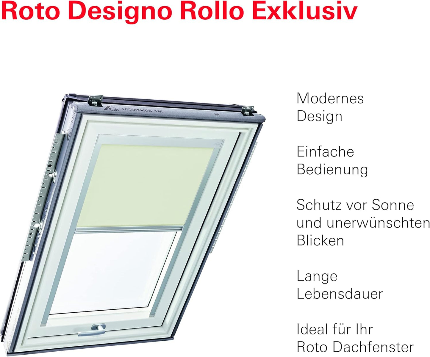Tageslichtrollo für Roto Designo R6/R8 & Classic 64/84 Dachfenster, Hellbeige, Führungsschiene Silber, B46 x H98 cm
