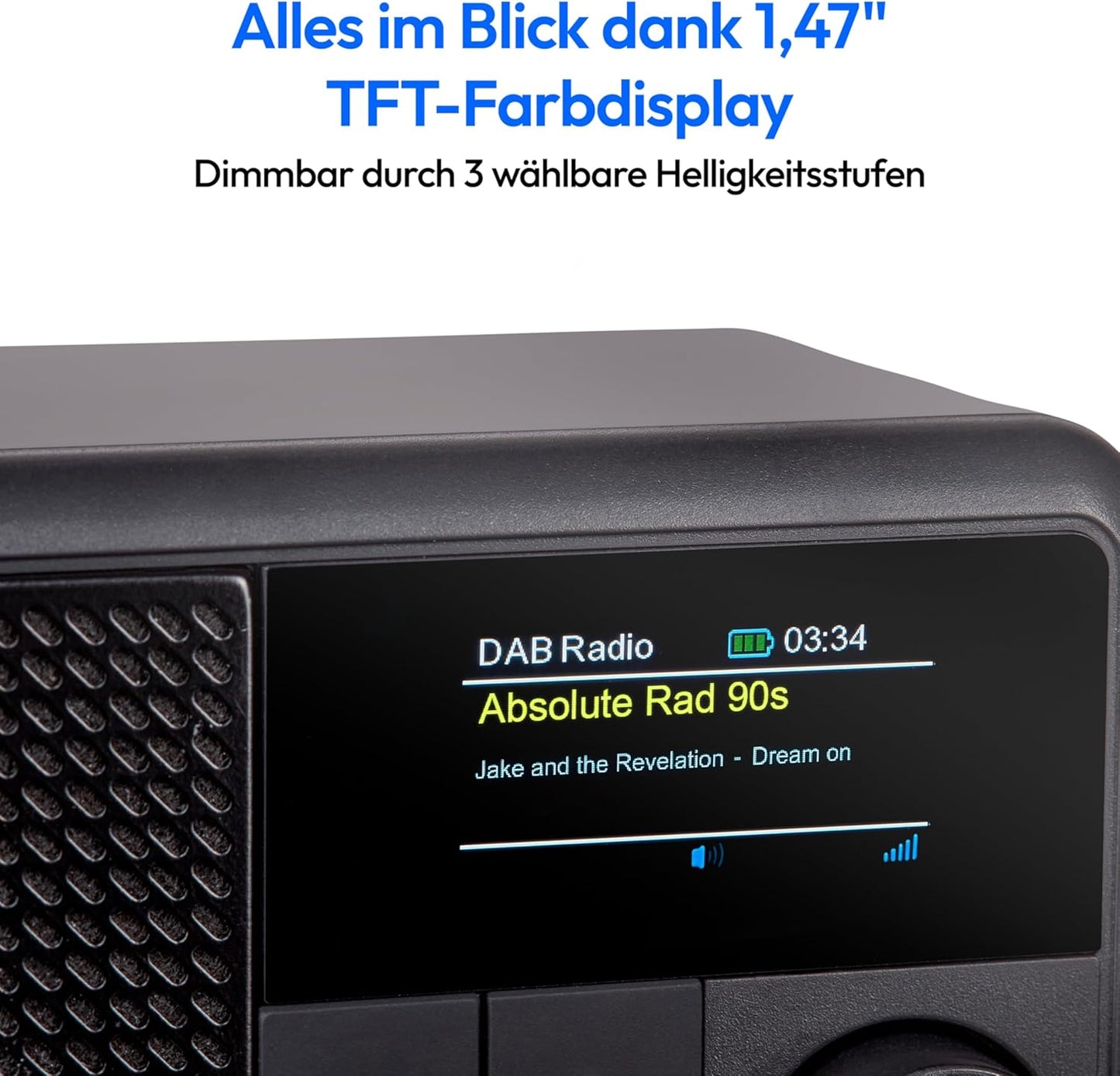 Tragbares Mini DAB+ Radio mit Bluetooth und Wecker, schwarz