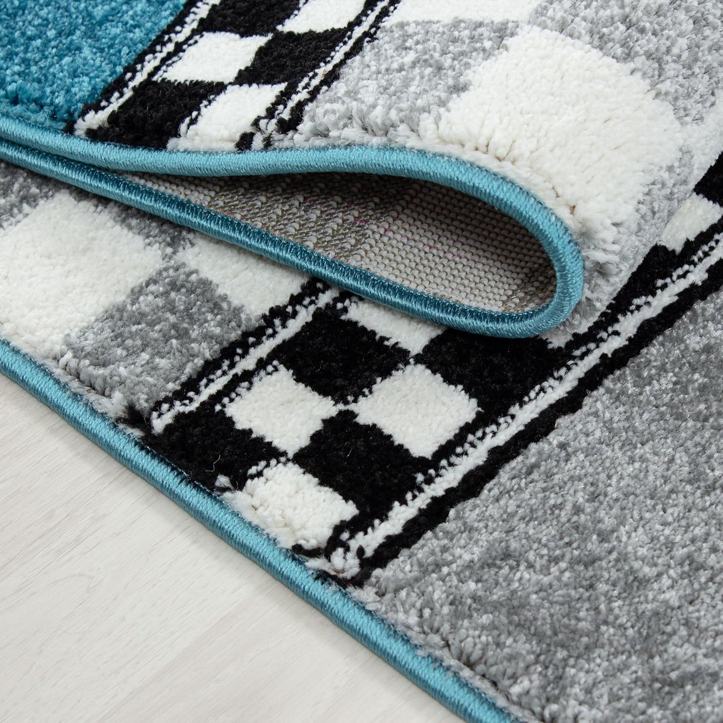 Kinderteppich mit Rennwagen-Muster (120 cm, rund), 120 cm (Rund) Blau-1