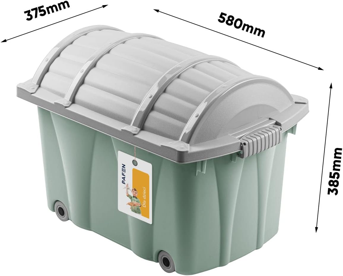 Spielzeugkiste mit Rollen (49L) für Kinder, Grün Piratbox 49l