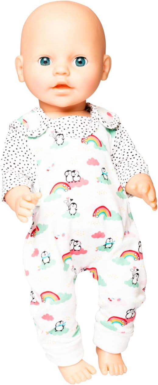 Puppen Strampler Pinguin mit T-Shirt