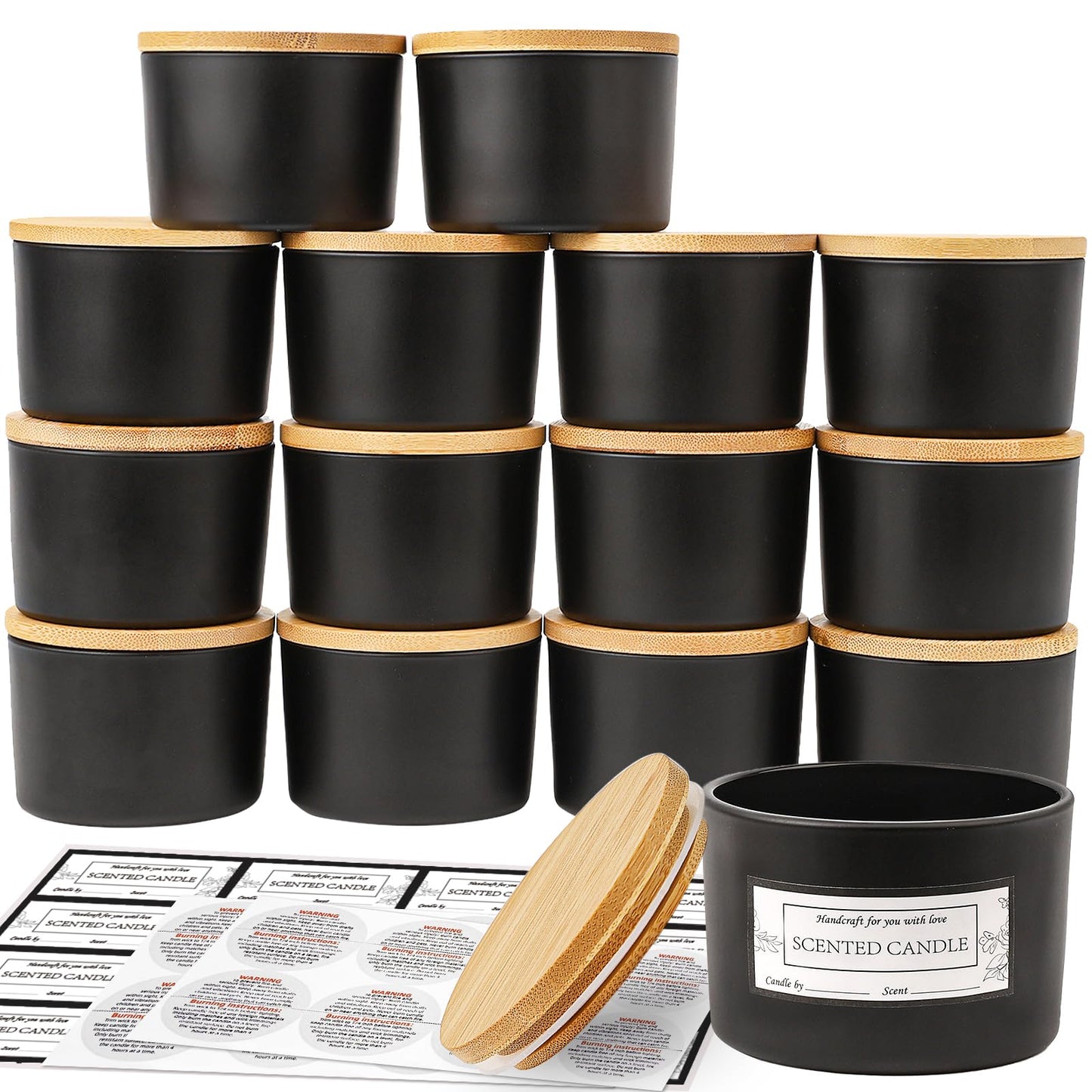 Kerzengläser-Set für die Kerzenherstellung, Mattschwarze