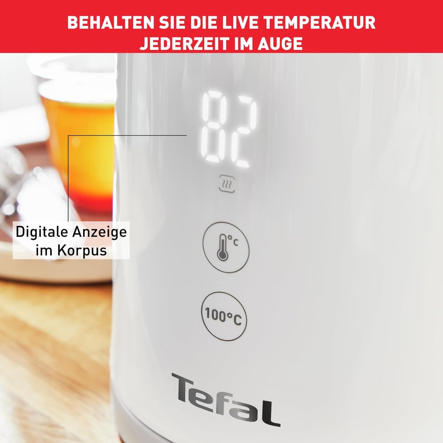 Wasserkocher mit Digitalanzeige und 5 Temperaturstufen, Single