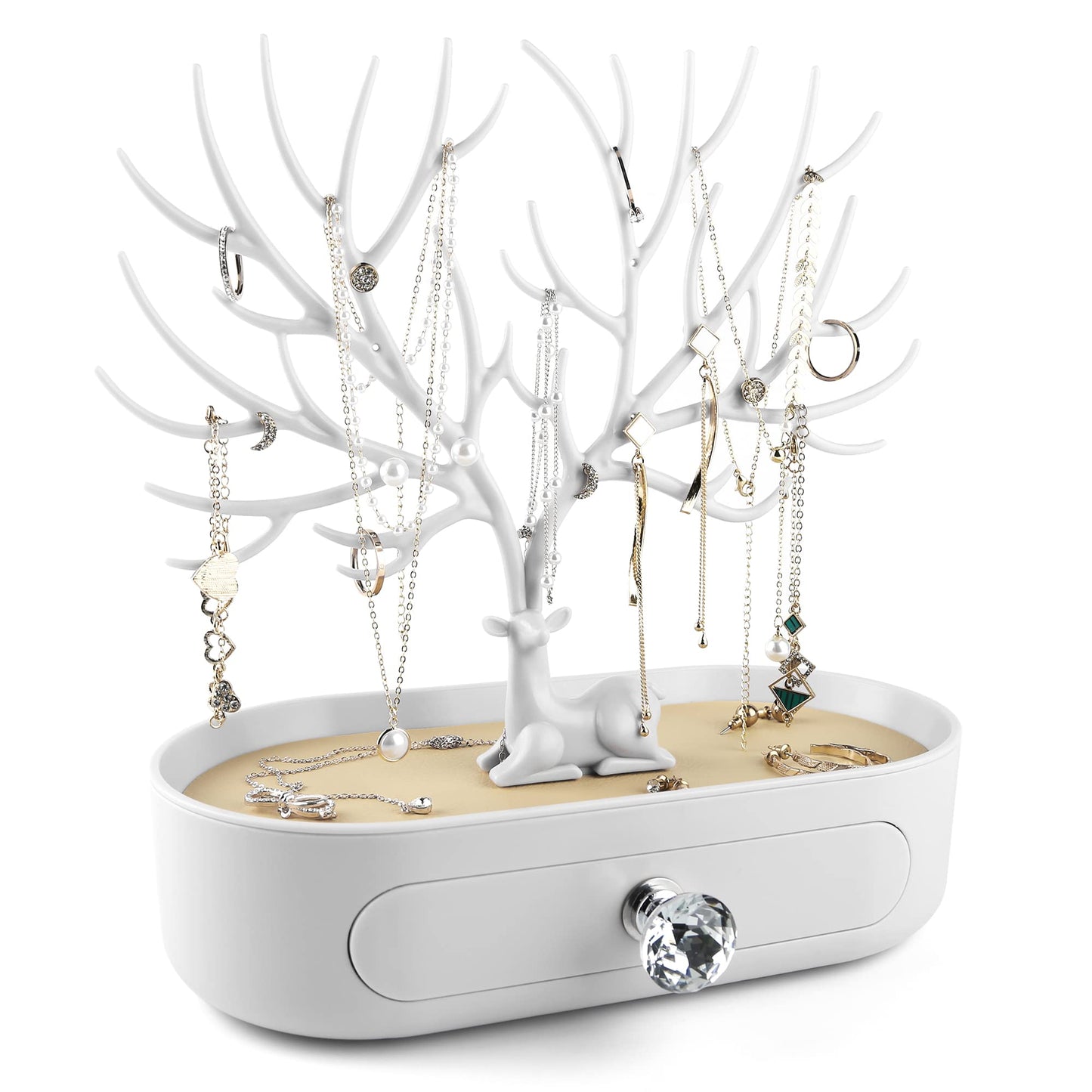 Schmuckständer mit Schublade, C White-crystal Handle