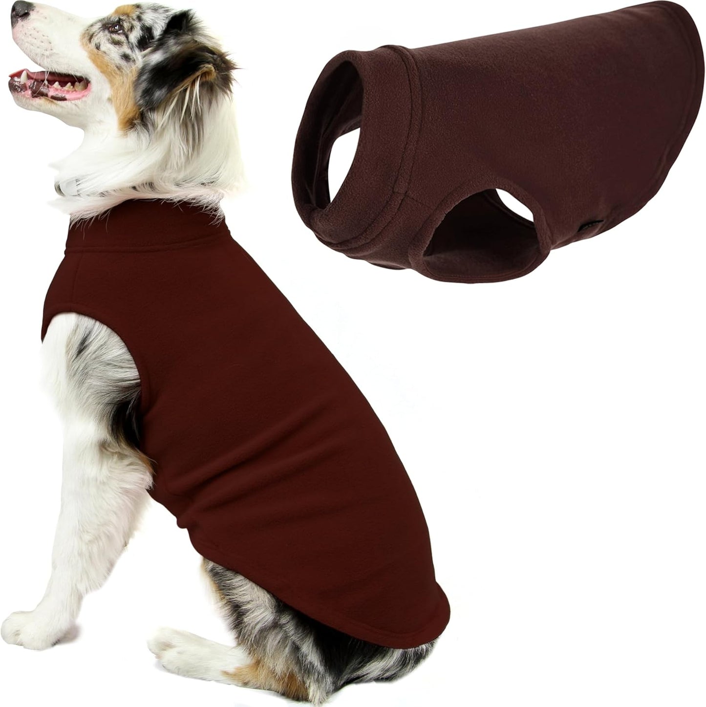 Stretch-Fleece Hundepullover, Braun 3X-Large Length (20.5")