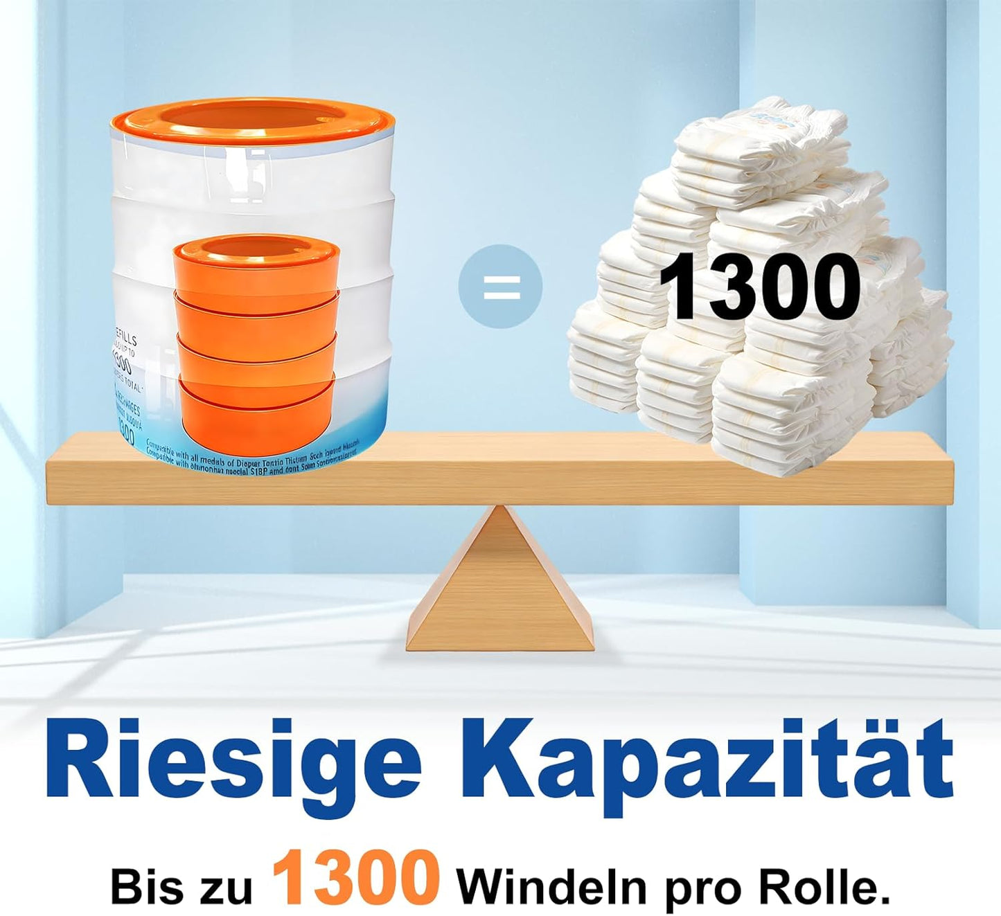 Runde Nachfüllkassetten für Windeleimer, 4 Stück