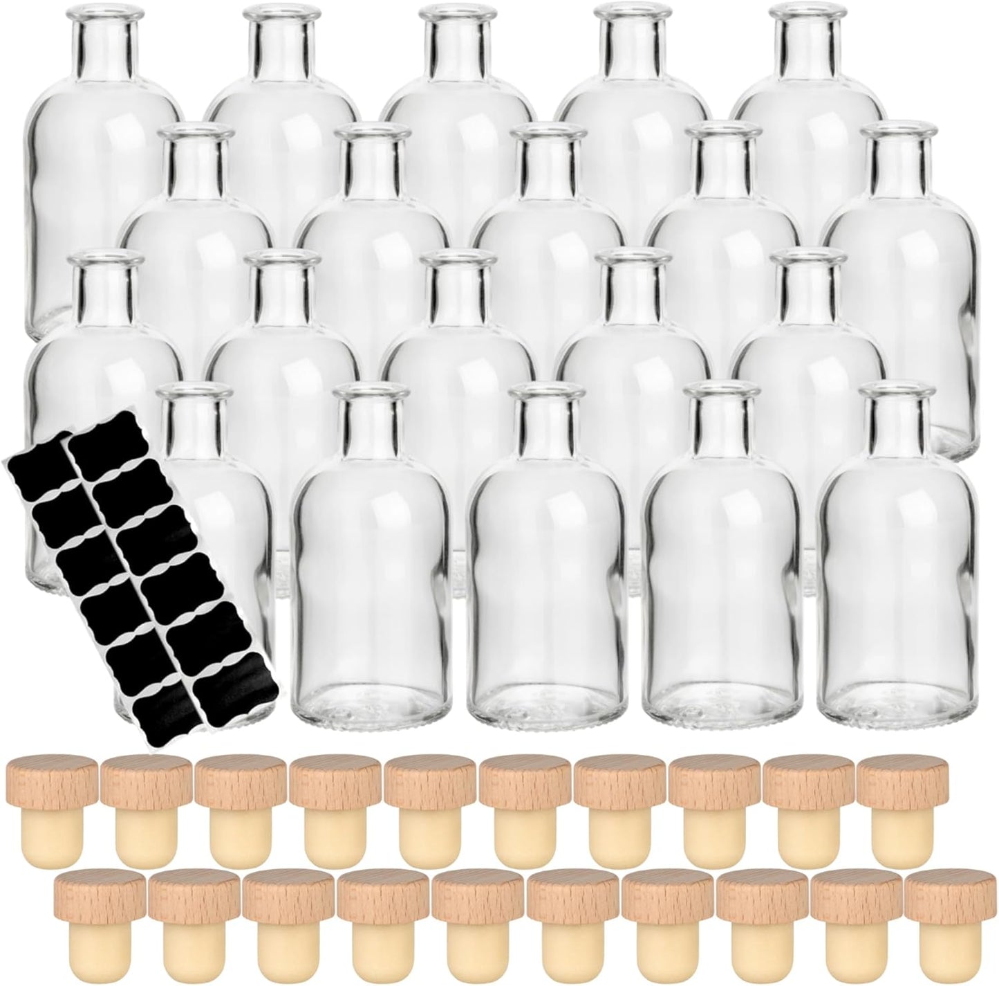 20er-Set Glasflaschen-Set mit Korken, 100 ml, 100ml-20 Stück Hgk/Braun