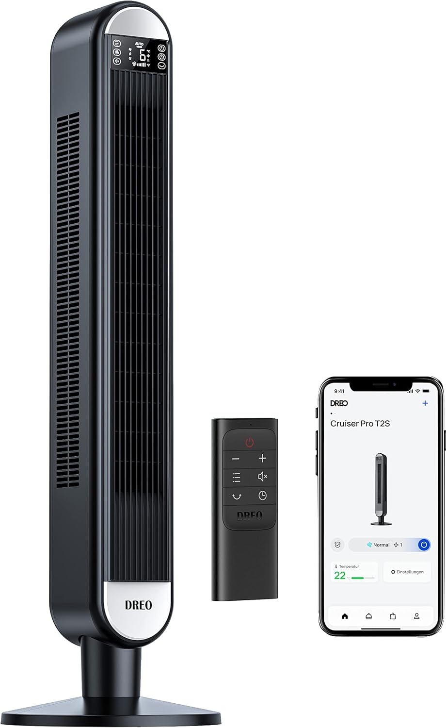 Smarter Turmventilator - Cruiser Pro T2S, Schwarz