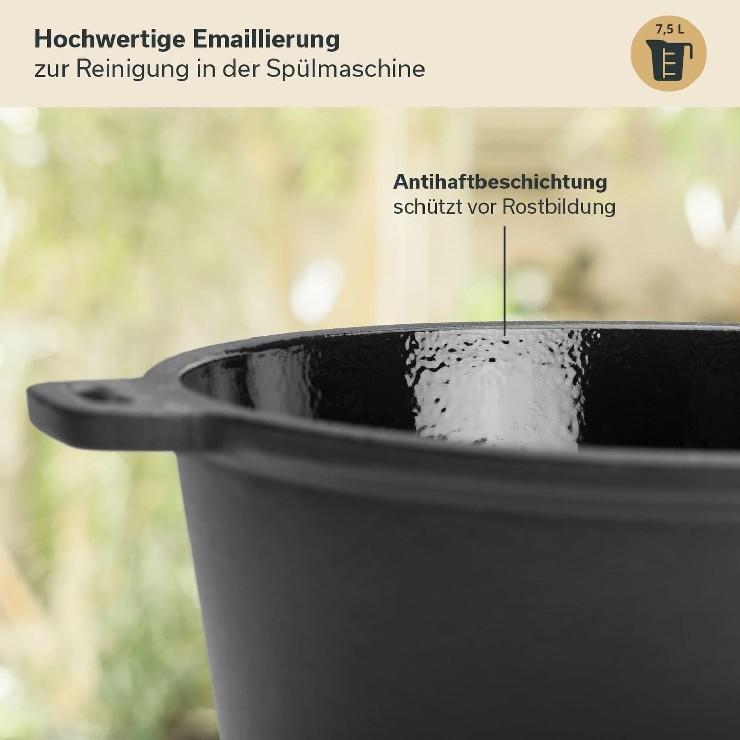 Dutch Oven Feuertopf (emailliert), 10,25 Liter