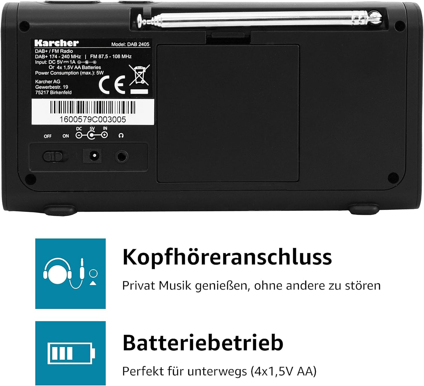 Tragbares DAB+ Radio DAB 2405, Single
