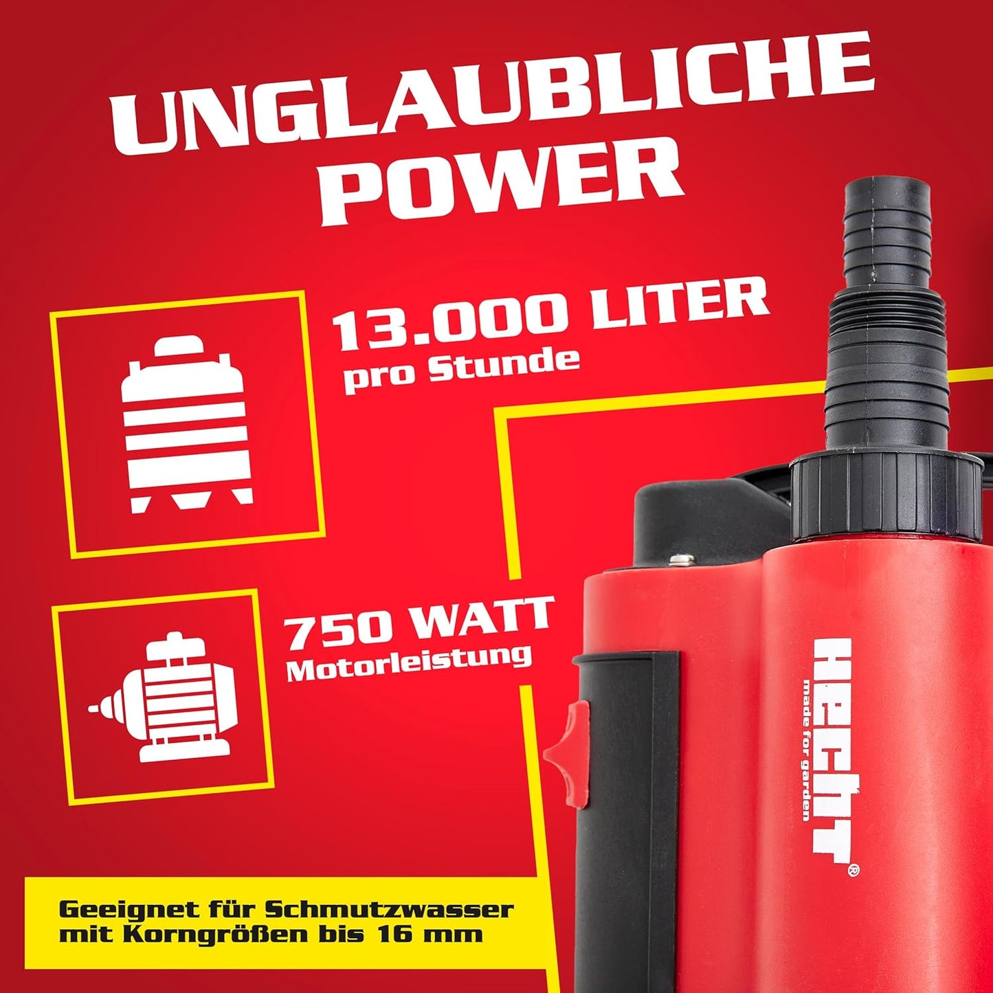 Tauchpumpe 750 W mit Automatik-Schwimmerschalter