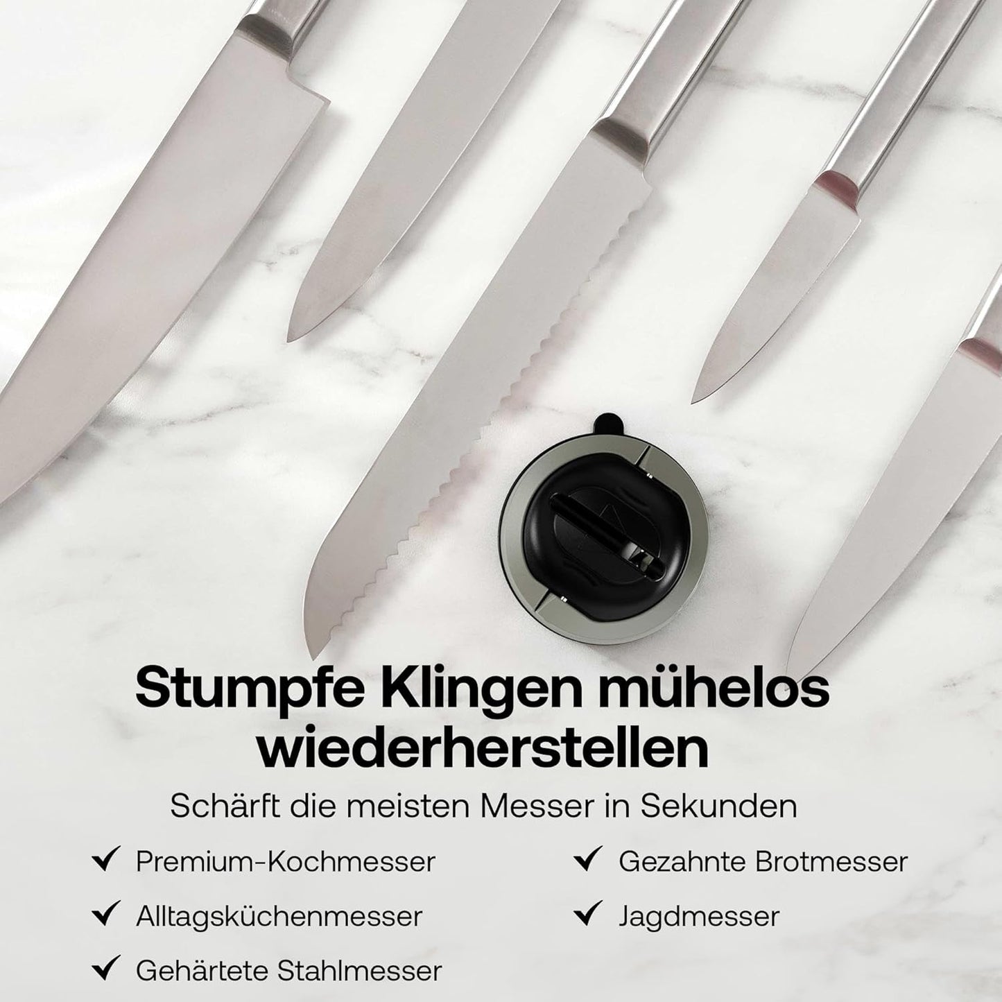 Evo Messerschärfer mit PowerGrip Saugnapf, Evo Grau