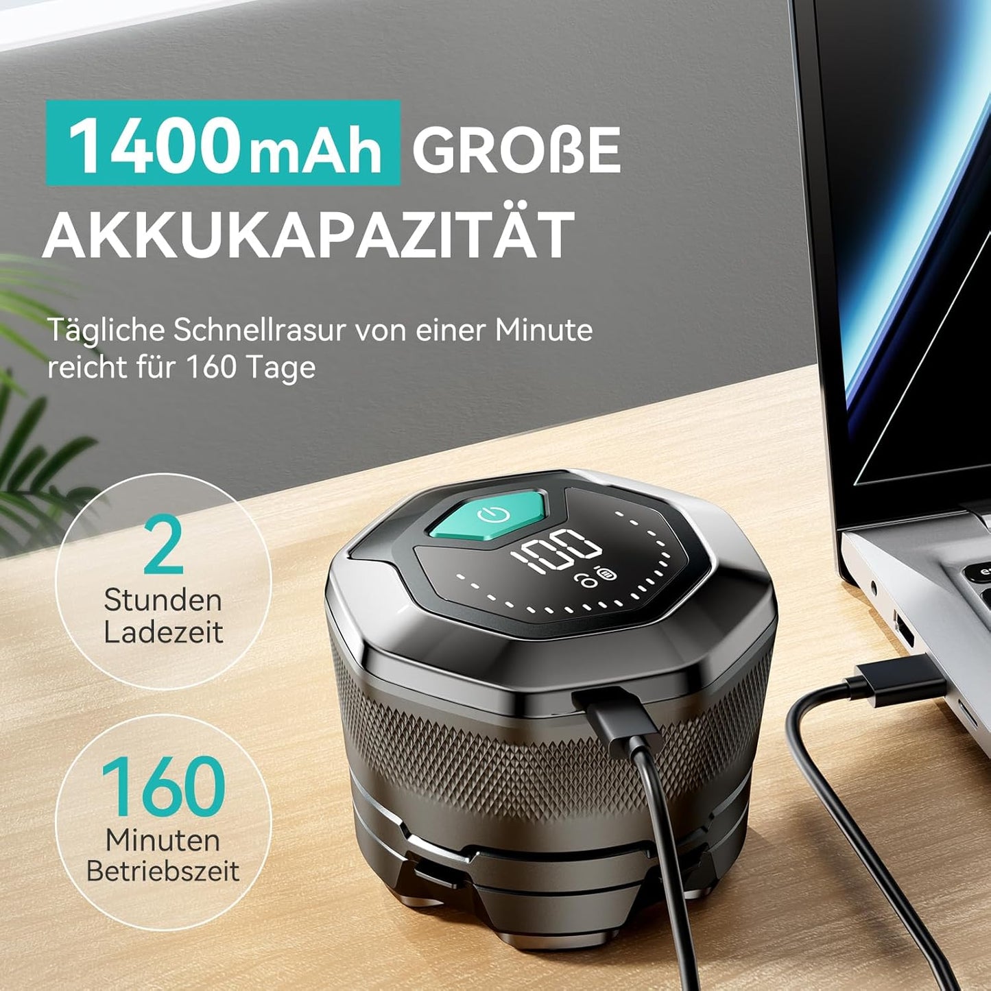 Wasserdichter Glatzenrasierer KGTJ41, Grau