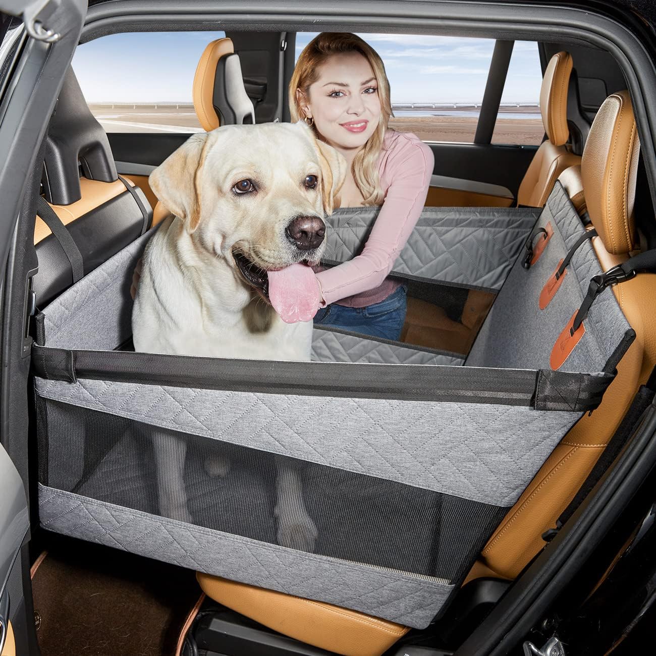 Hundeautositz für mittelgrosse Hunde, GRAU Large