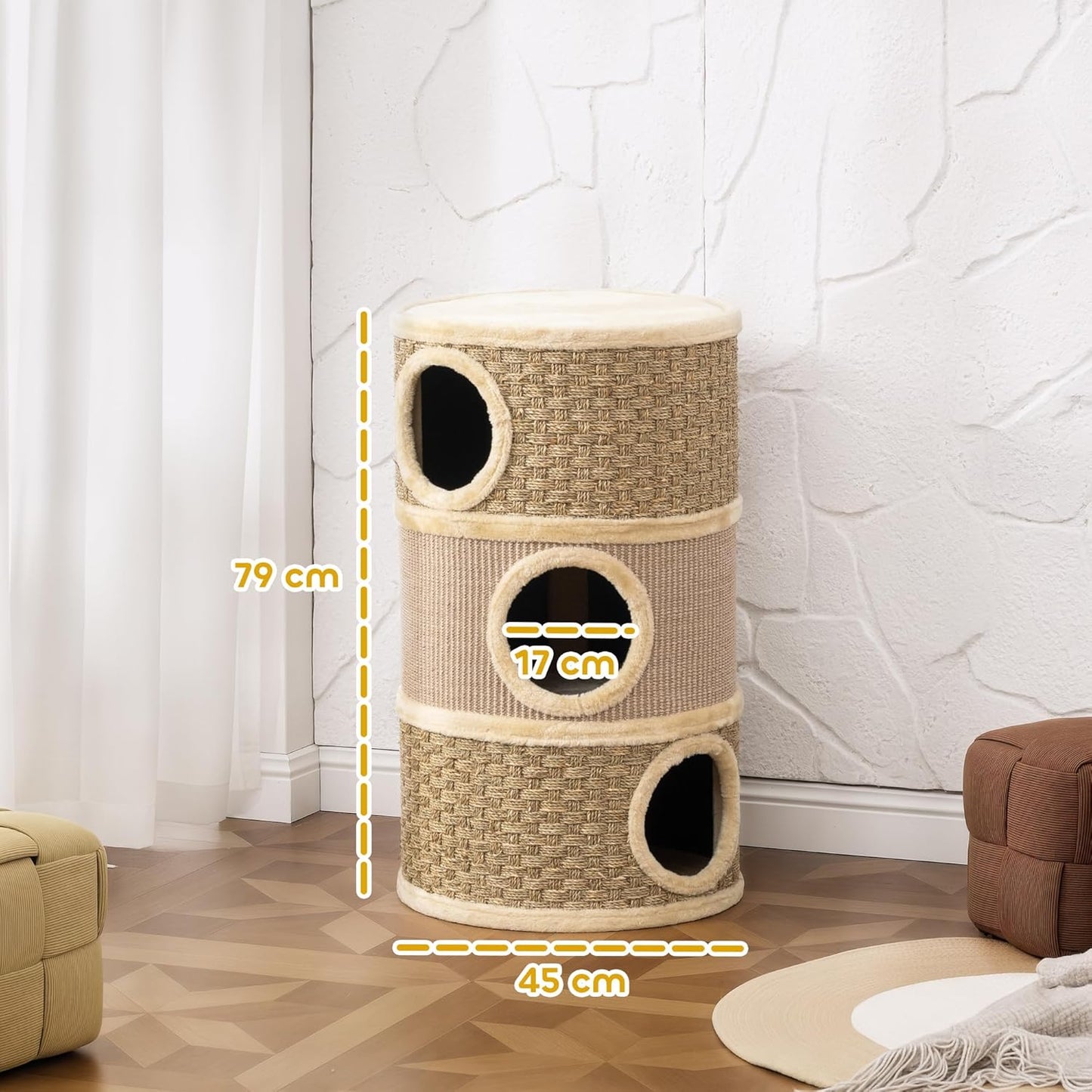 Kratztonne, 45L x 45B x 79H cm Mit Innenloch