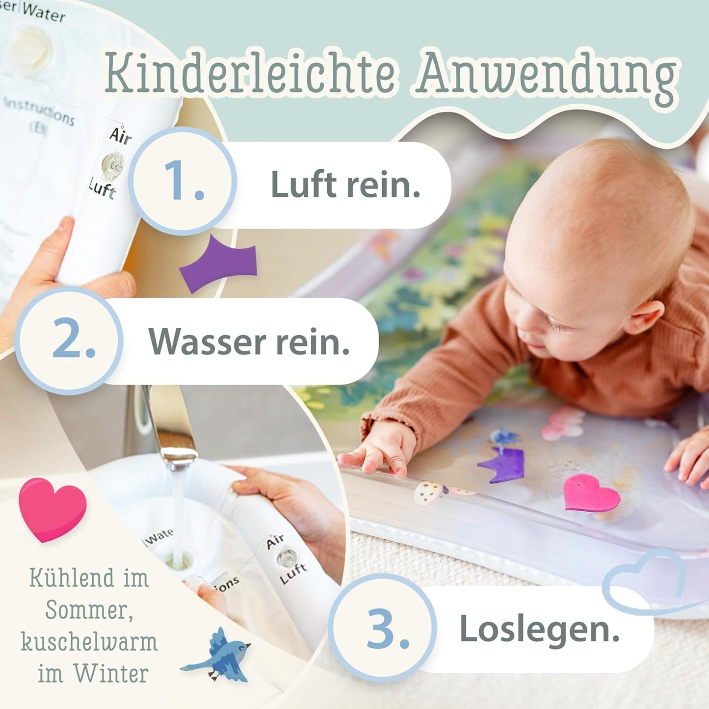 TummyTime Wasserspielmatte XXL Märchenschloss, Märchenschloss (Lavendelrosa)