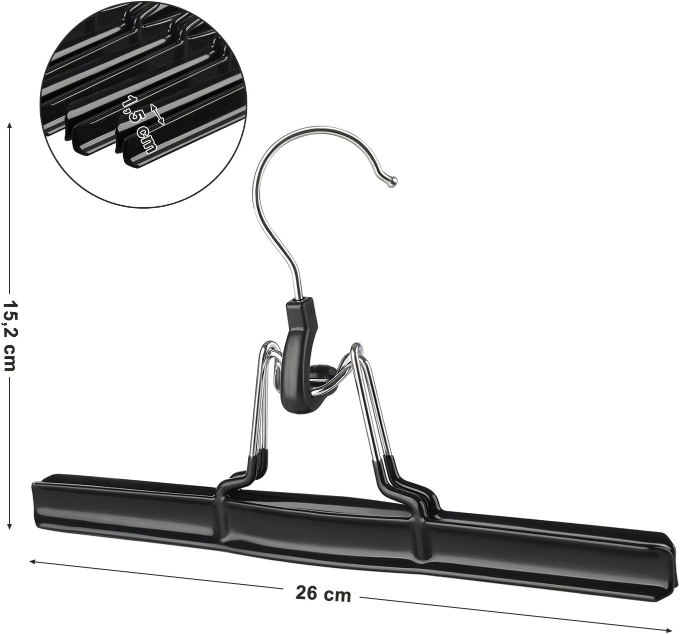 Hosenbügel-Set (10 Stück, Metall), Schwarz