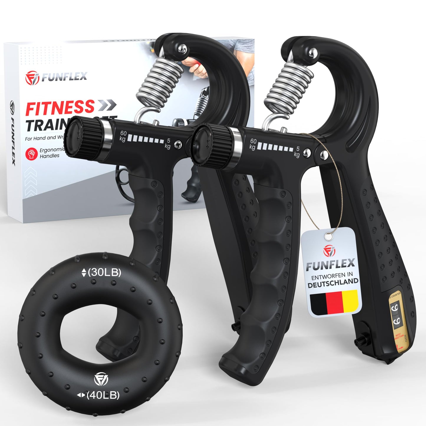 Handtrainer Set, Schwarz 3er Set