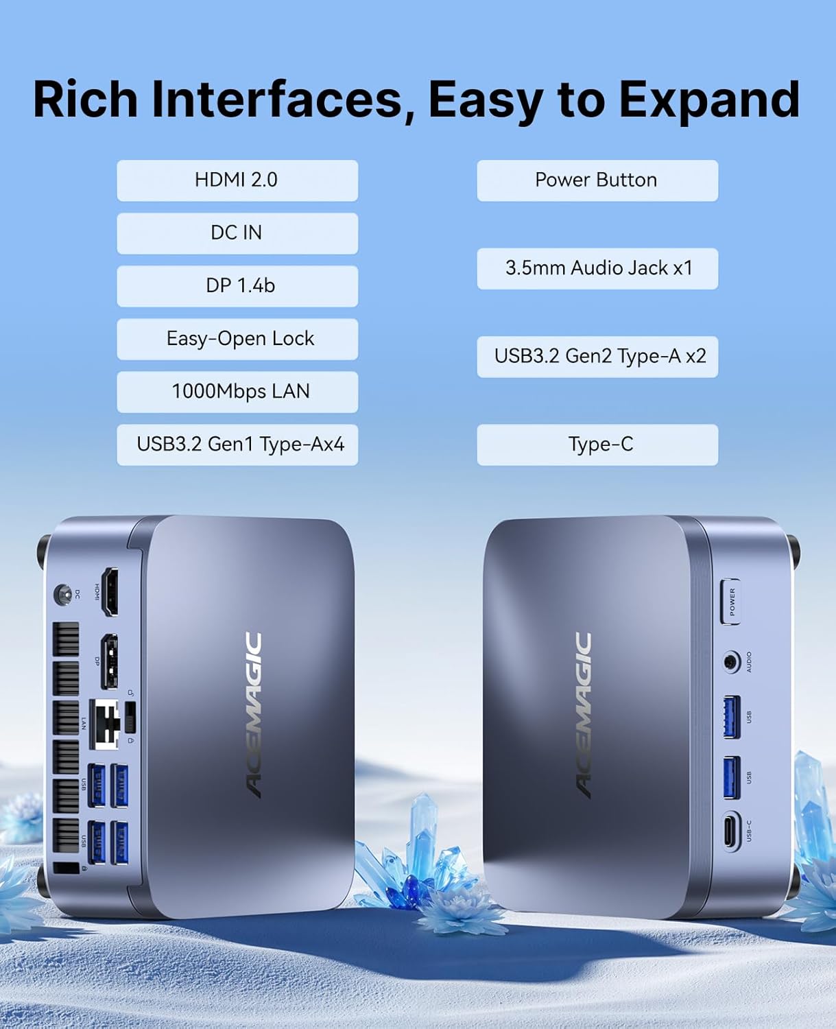 M5 Mini PC mit Intel i5-14500HX, Windows 11 Pro, Ιntel i5 14500HX 16GB DDR4+512GB NMVE SSD