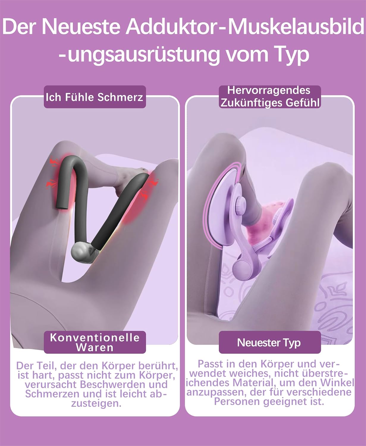 Oberschenkel- und Beckenbodentrainer für Zuhause, Violett 16 KG