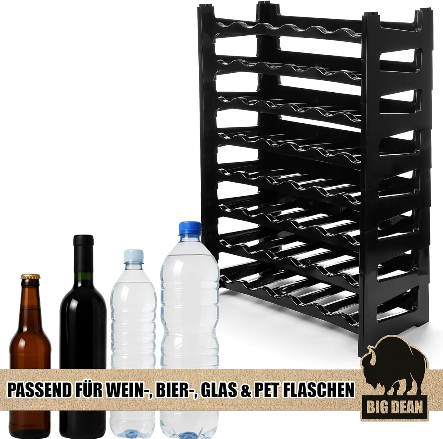 8-teiliges modulares Weinregal-Set, 8 Stück (48 Flaschen)