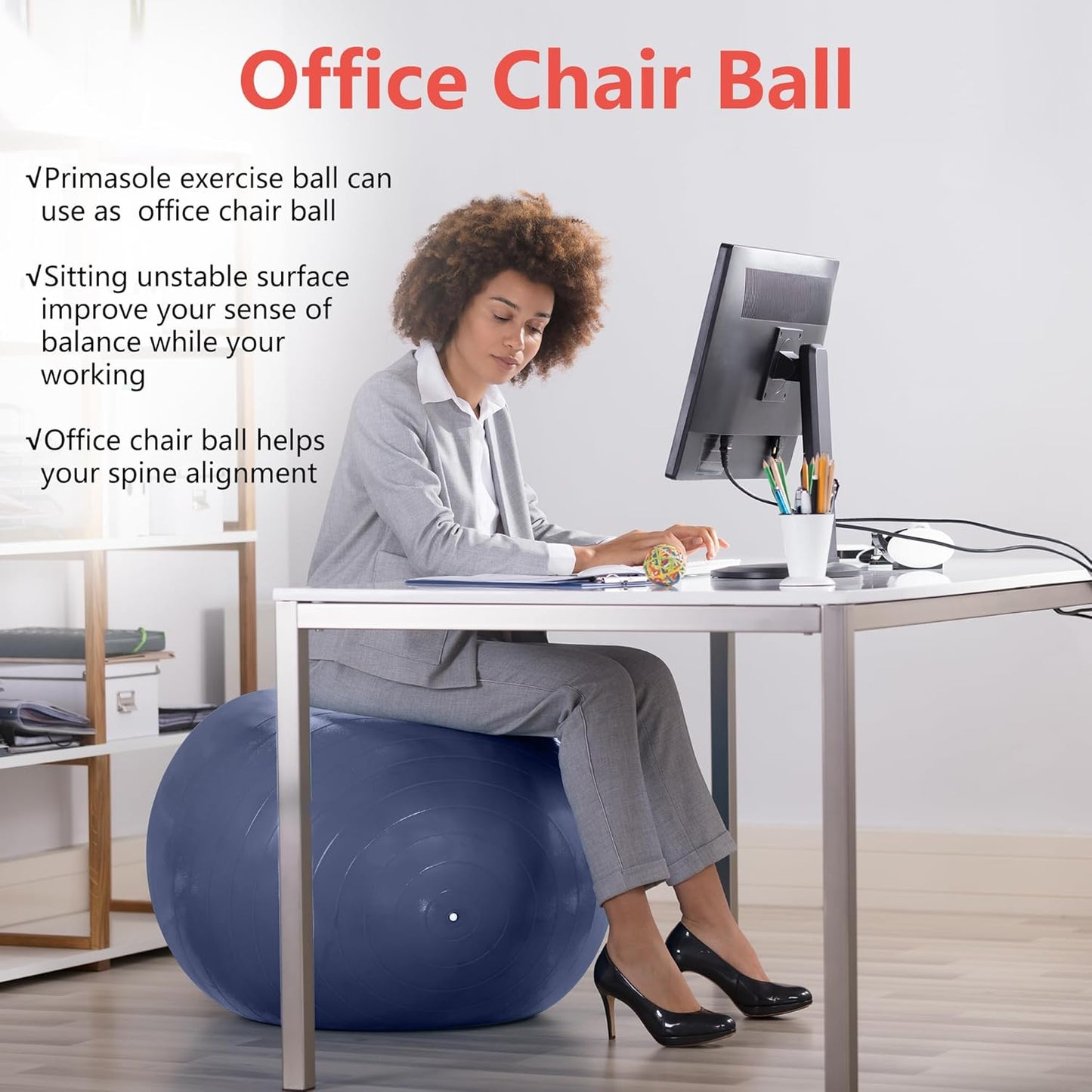 Gymnastikball für Fitness & Büro, 21.7 inch & 55 cm indigoblau