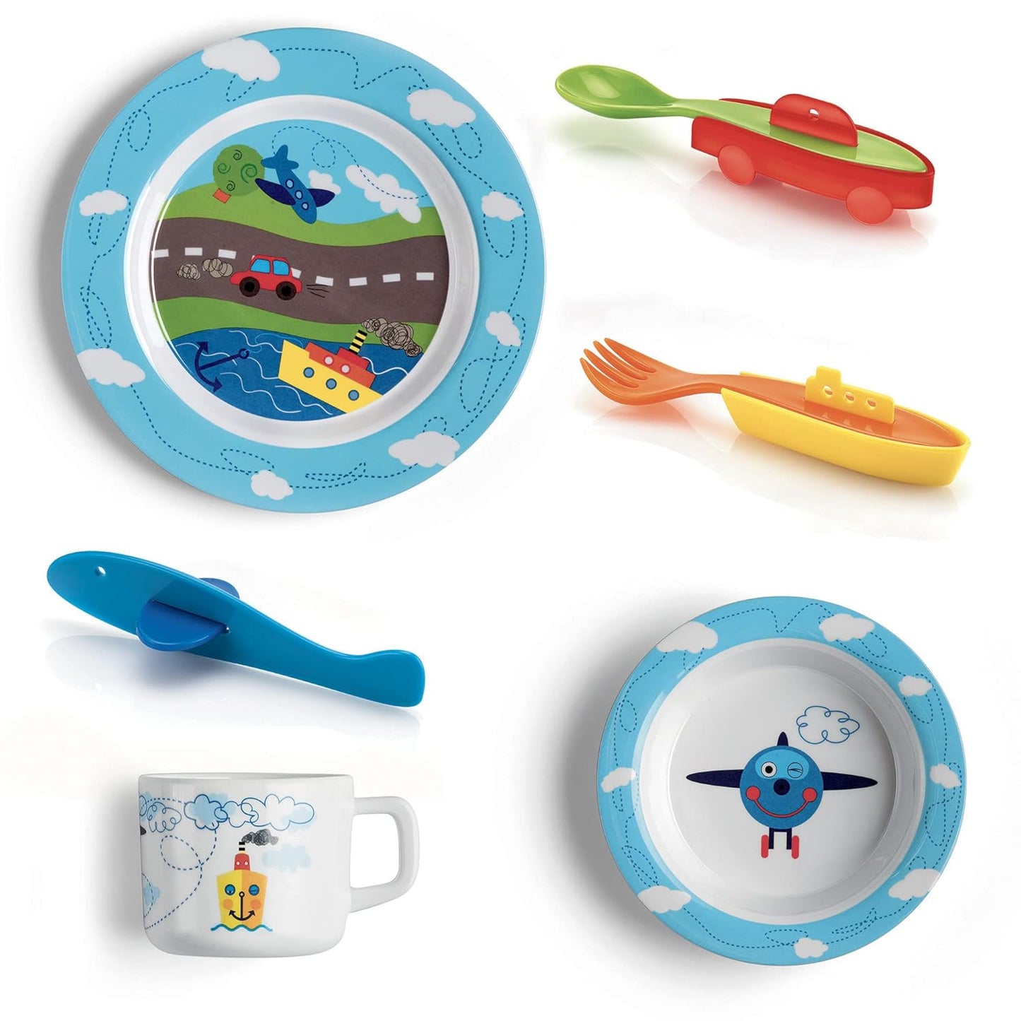Bimbi Traffic Kindergeschirrset mit Besteck