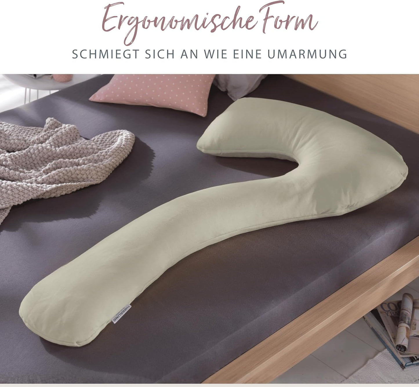 Ergonomisches Seitenschläferkissen mit Kopfstütze, Lehmgrau Bambus-kollektion