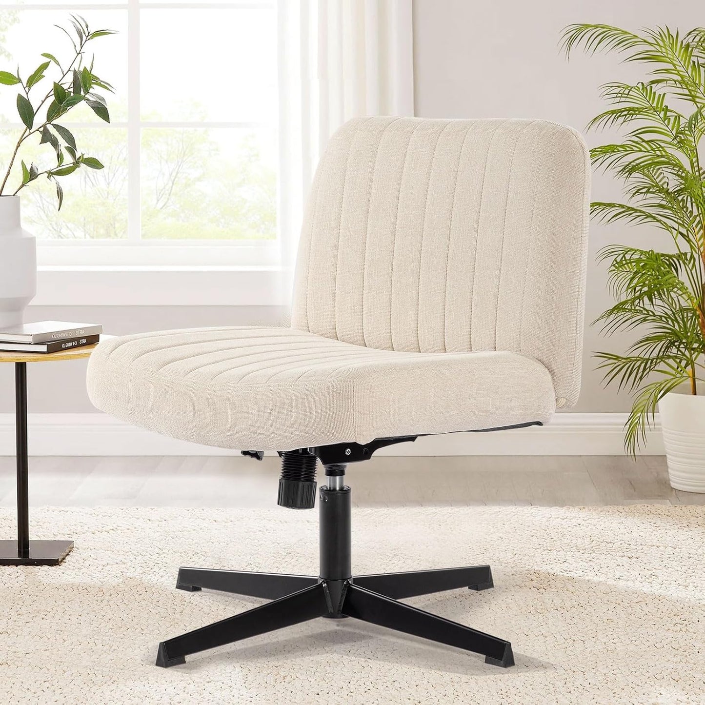Höhenverstellbarer Schneidersitz-Stuhl ohne Rollen, Beige Keine Rädern