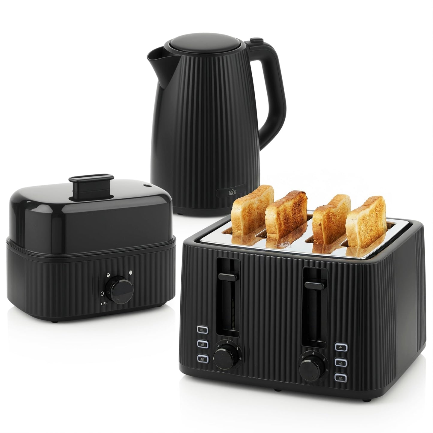 Frühstücksset mit Wasserkocher, Toaster und Eierkocher