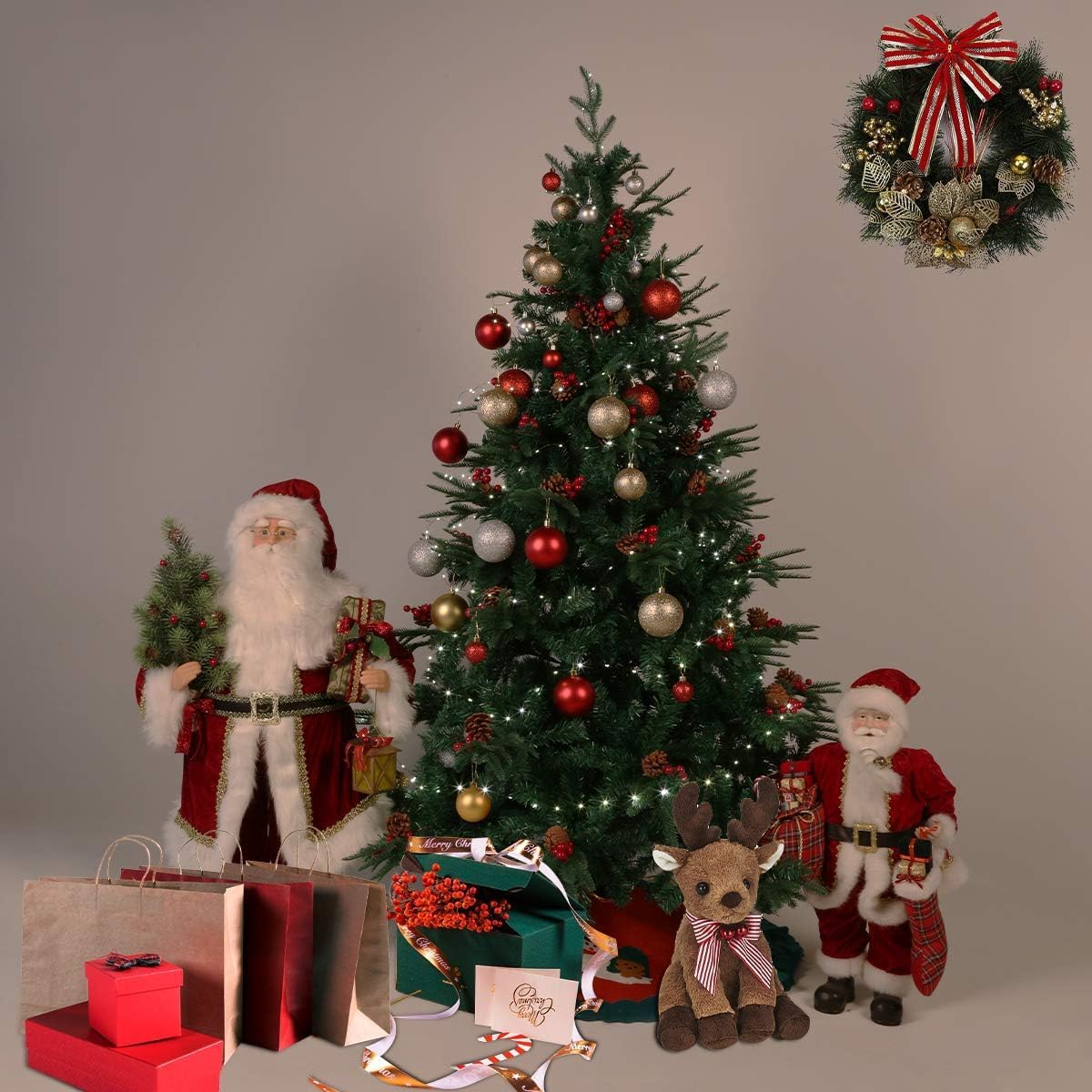 Künstlicher Weihnachtsbaum mit Tannenzapfen und Früchten, 180 cm, Grün - 688 Spitzen
