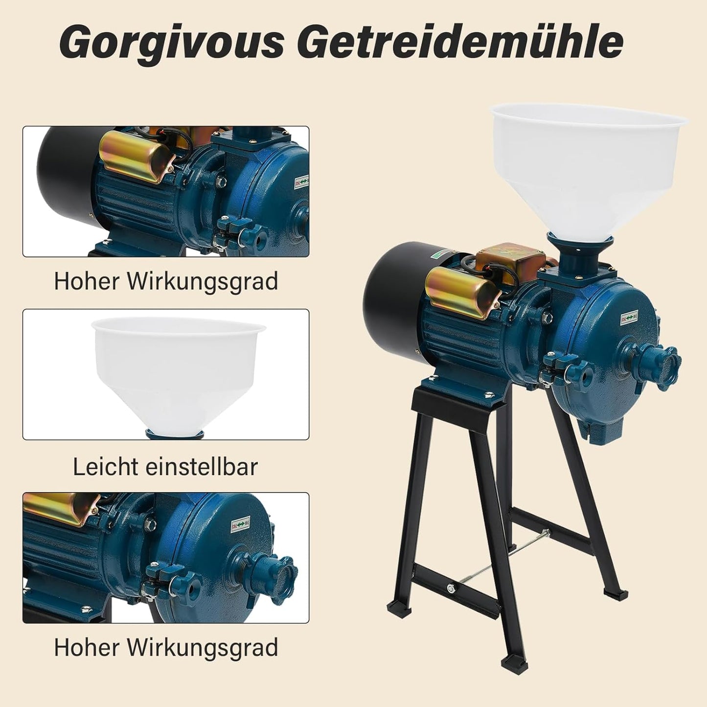 Getreidemühle mit Trichter, ‎W-ONE-1, Blau 2200
