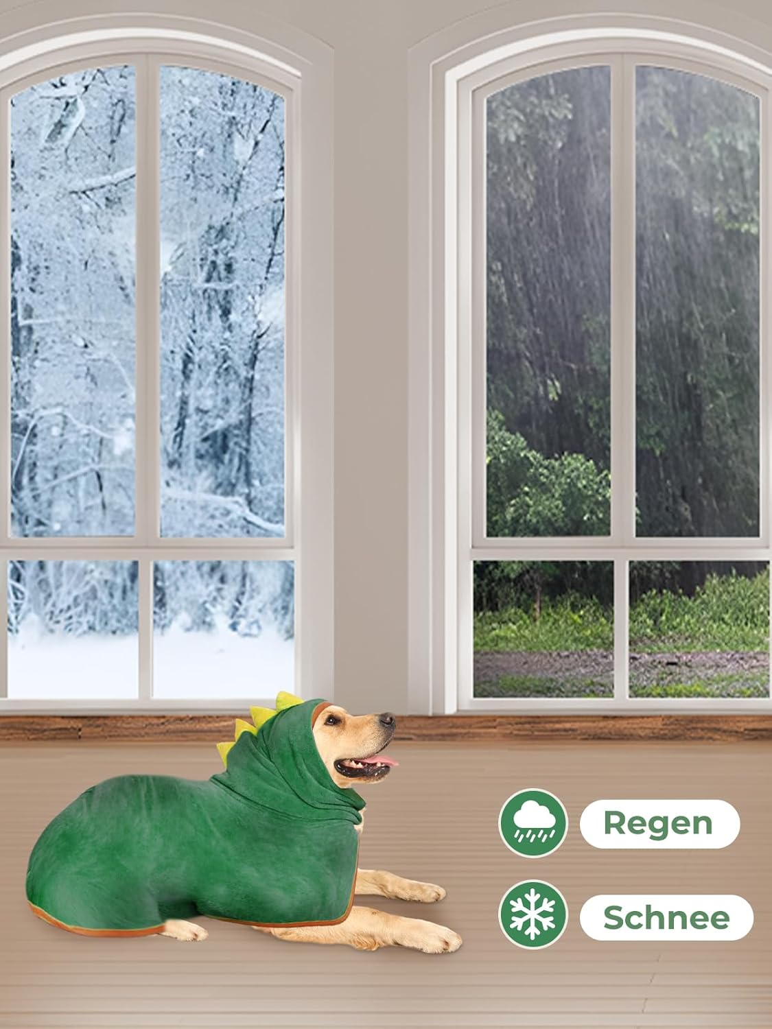 Hundebademantel im Dinosaurier-Design, XL Grün