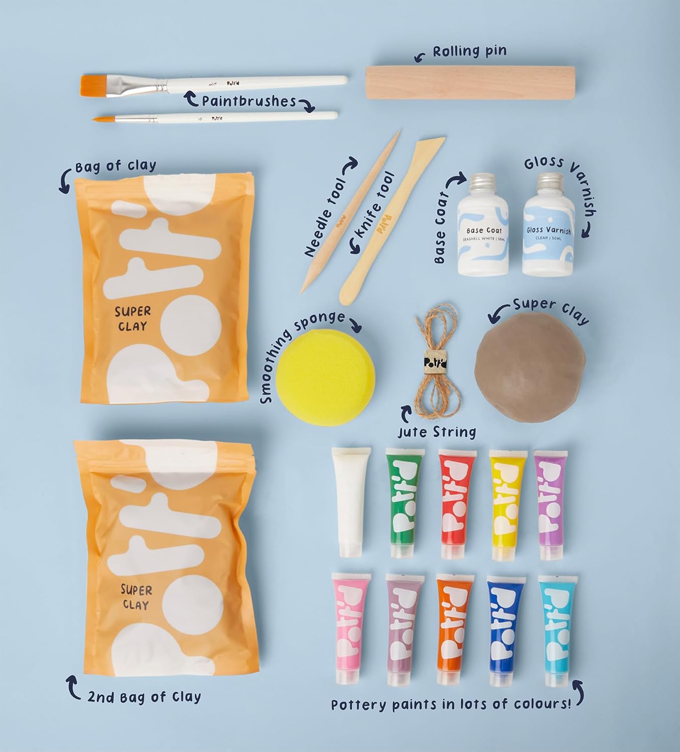 Mini-Töpfer-Sets mit lufttrocknendem Ton, Kunsttherapie-Set