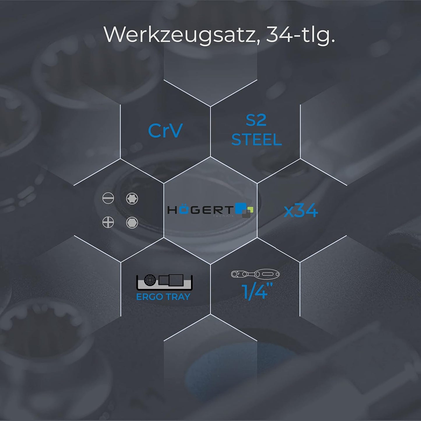 Steckschlüssel- und Bit-Set (34-teilig), 34 teilig