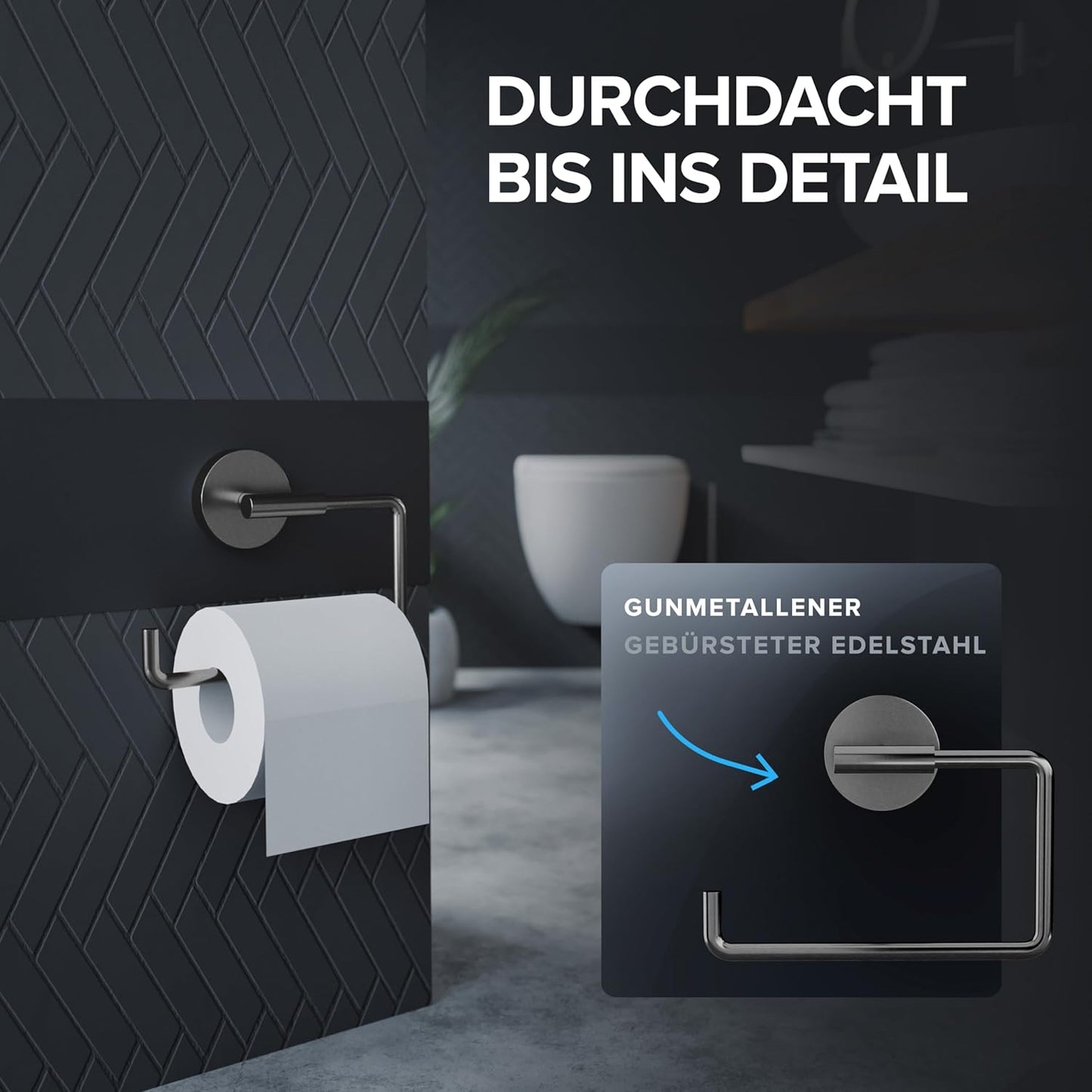 Toilettenpapierhalter mit Absenkdämpfung, Gunmetal Zum Bohren