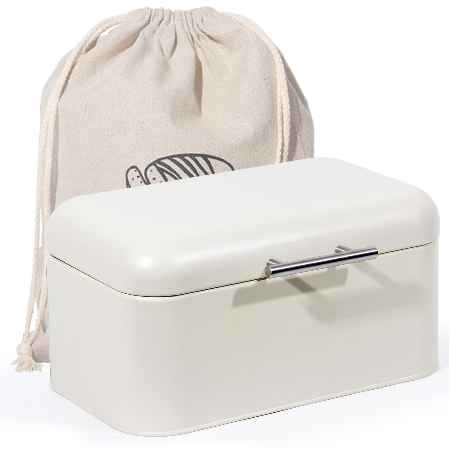 Brotkasten mit Brotbeutel, Beige-30cm