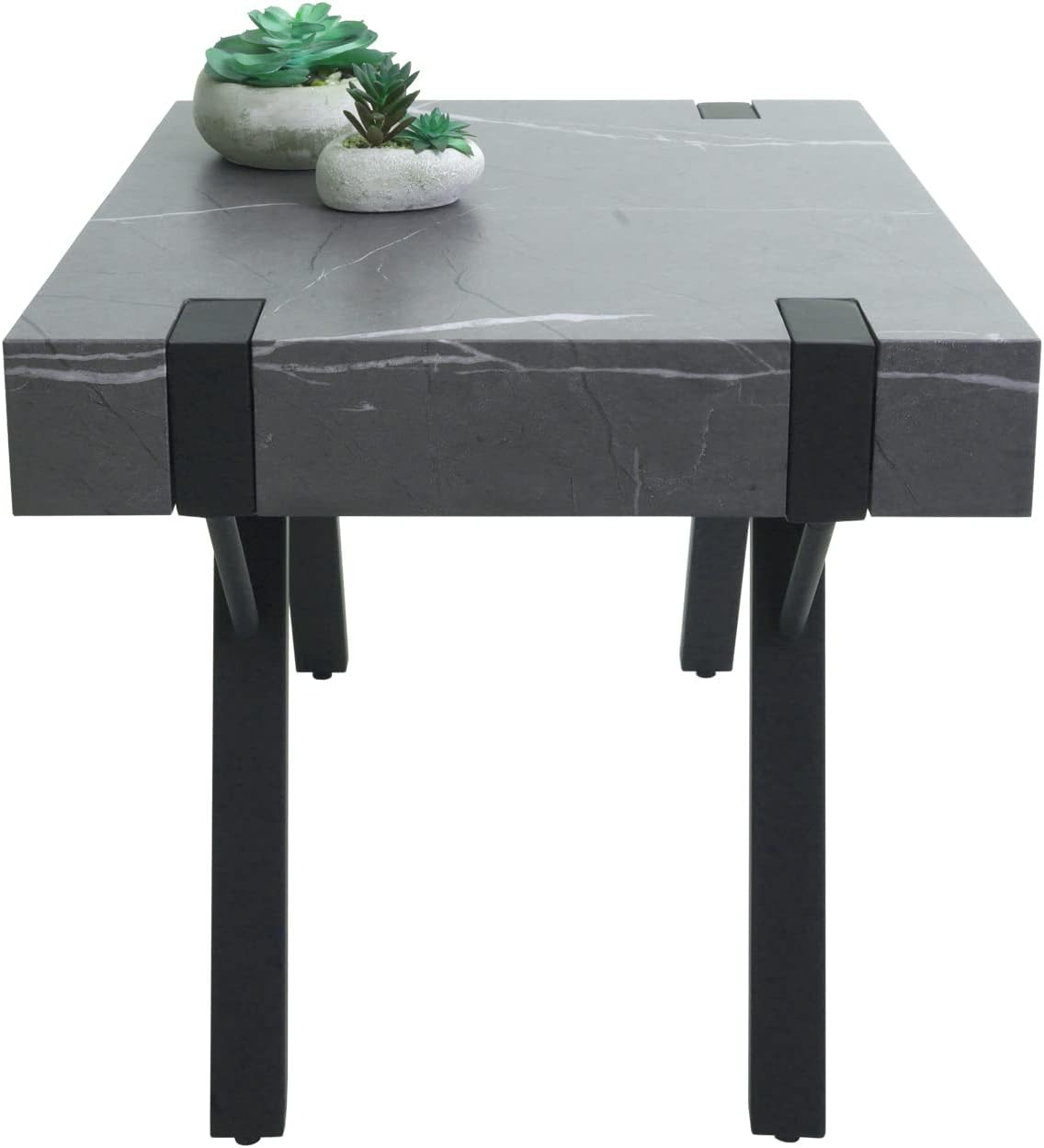 Beistelltisch Watson, Marmor-optik Grau