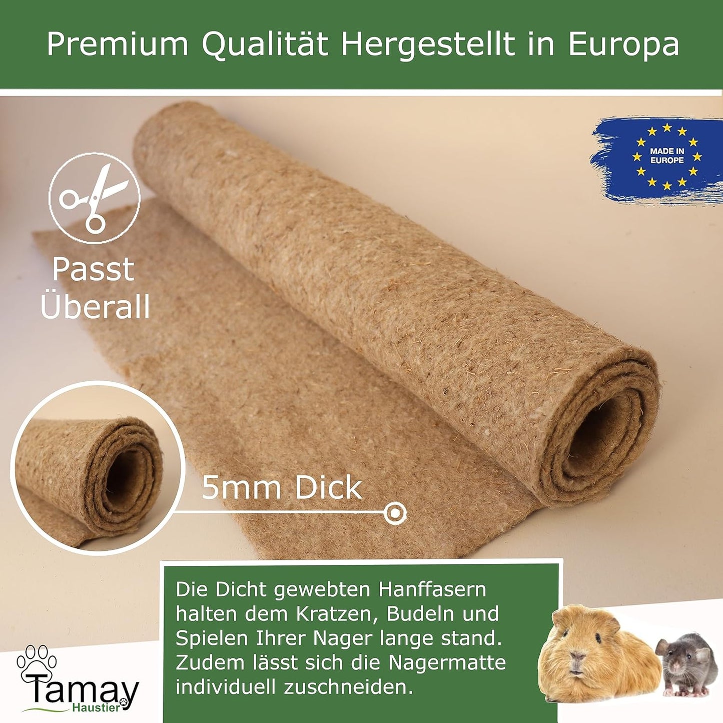 Hanf-Nagermatten-Set für Kleintiere (25 Stück), 25 Stück