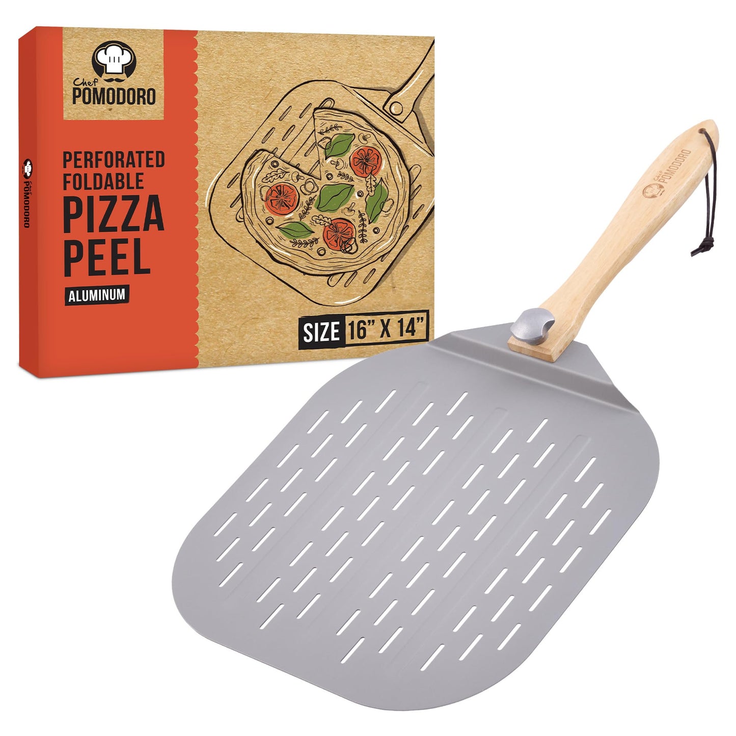 Pizzaschaufel mit faltbarem Griff, 35,6 x 40,6 cm