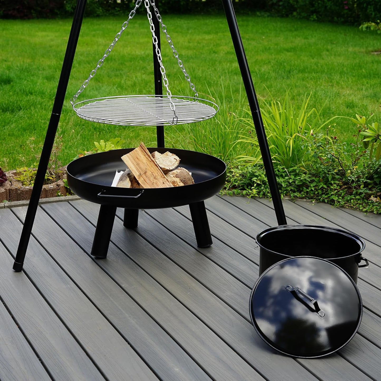 Feuerschale mit Schwenkgrill, Dreibein