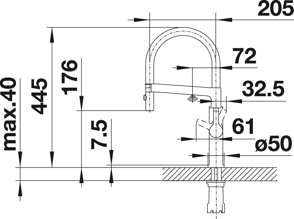 522407 SOLENTA-S Senso UltraResist S Küchenarmatur, Sensor Hebel rechts Pvd Steel