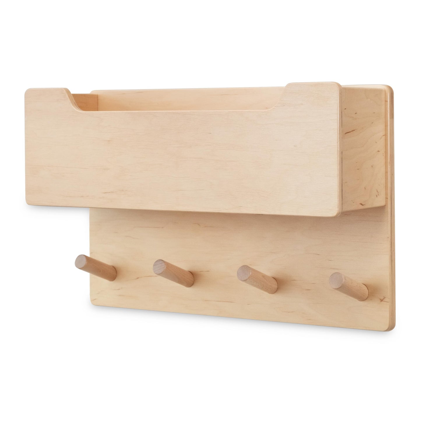 Kindergarderobe aus Holz, Klein (ohne Sichtfenster) Natur Lackiert
