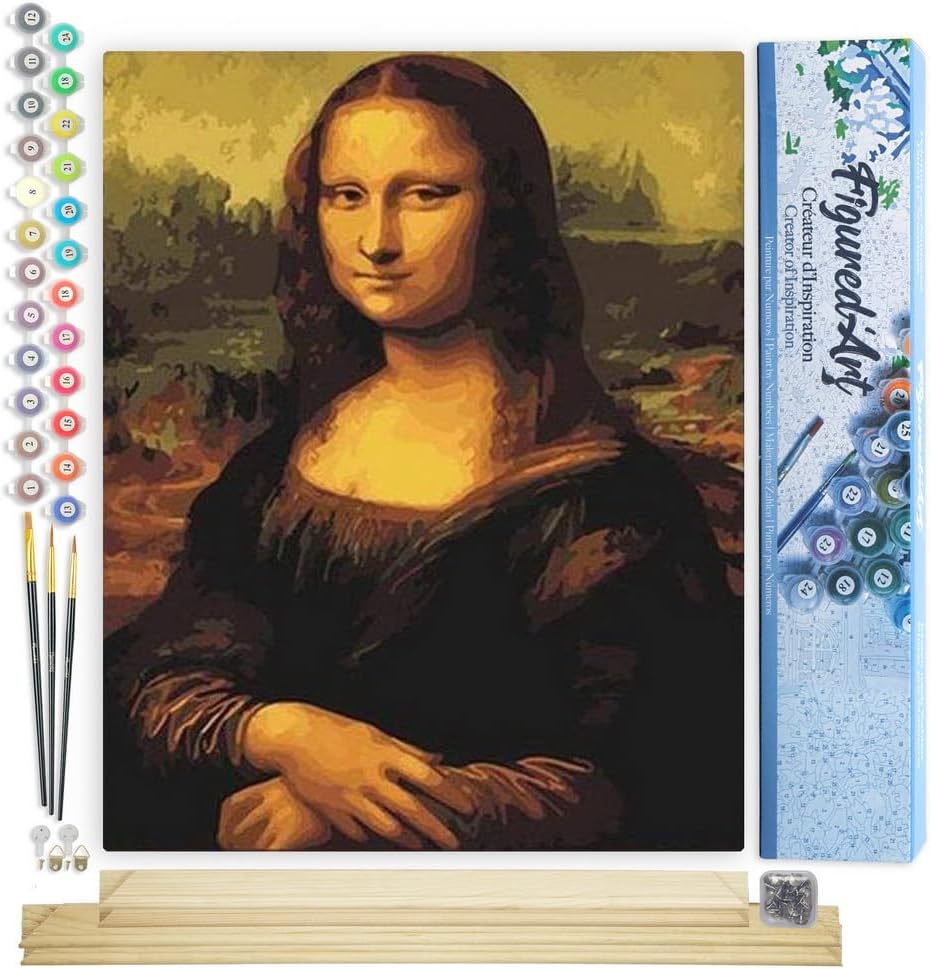 Malen Nach Zahlen Mona Lisa,40 x 50 cm, Da Vincis Mona Lisa 40x50cm Mit Keilrahmen (nicht gespannt)