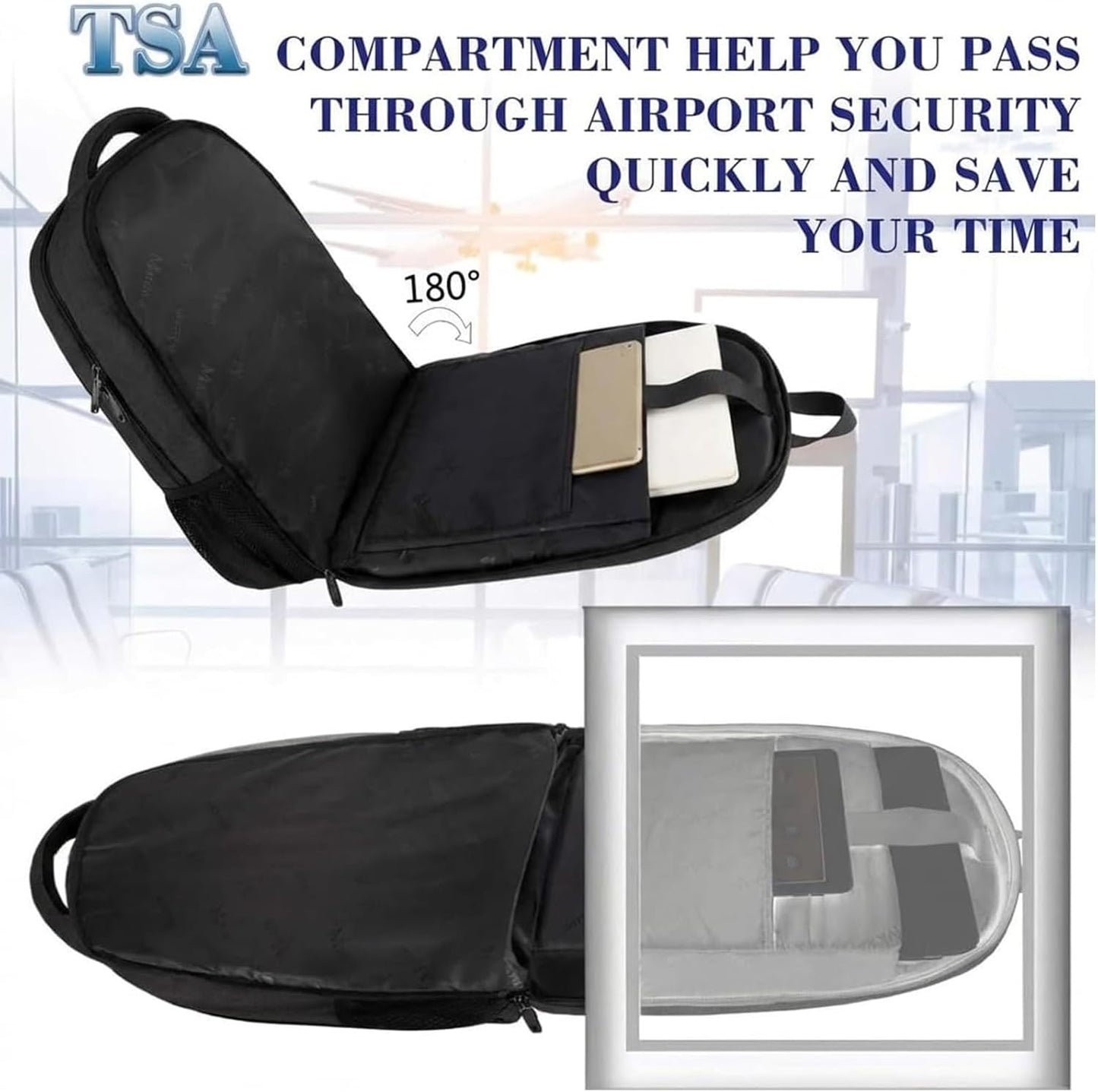 Grosser Laptop-Reise-Rucksack, 18.4 inches Schwarz