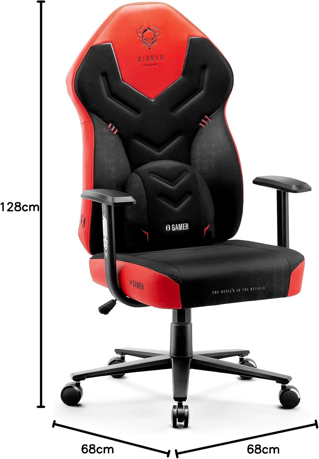 X-Gamer 2.0 Ergonomischer Gaming-Stuhl, Schwarz-rot 128 cm x 68 cm x 55 cm